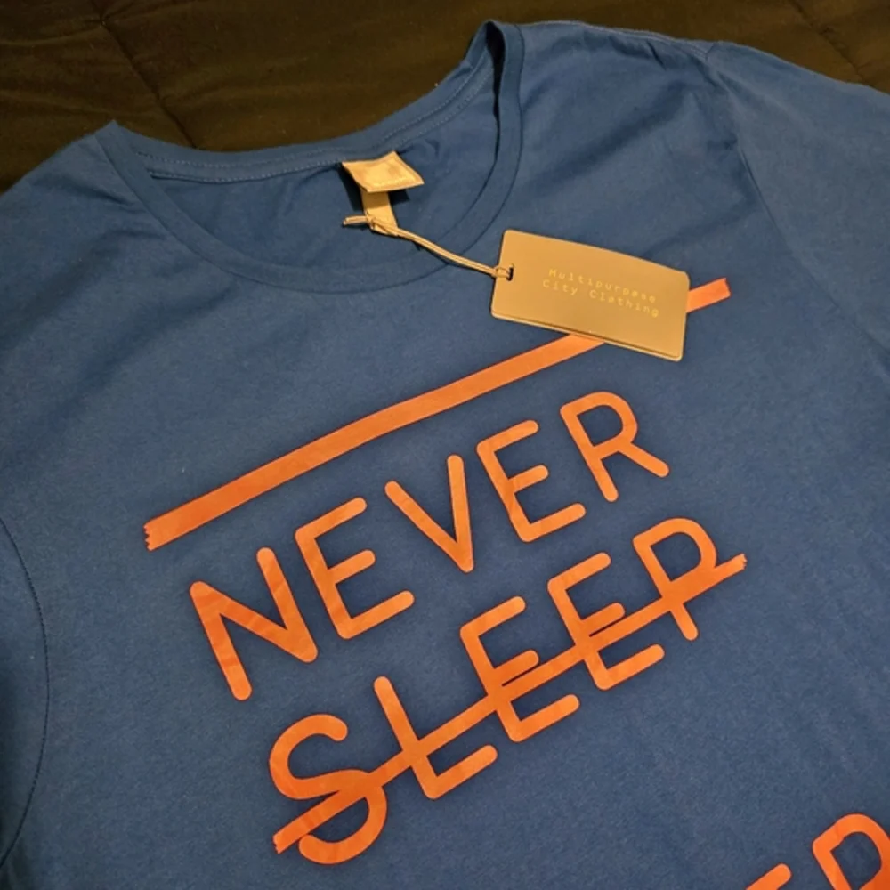 NWT Bench Men's Blue Graphic T-Shirt‎ Never Sleep Never Stop Size Medium